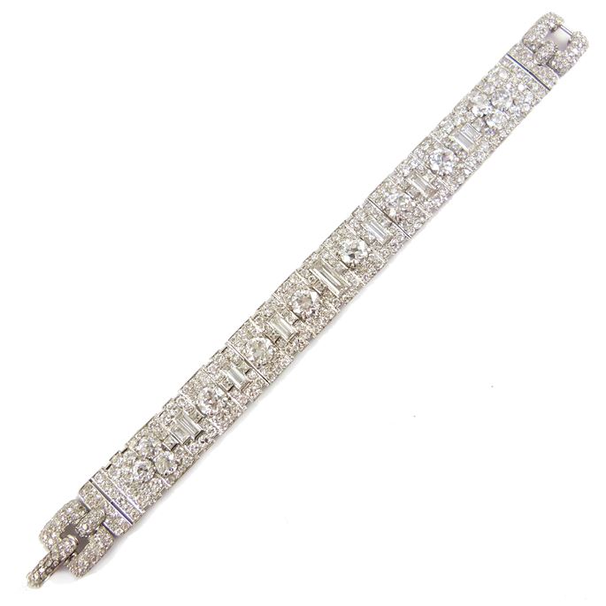 Diamond strap bracelet with round brilliant and rectangular cut stones by Cartier, | MasterArt
